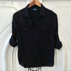 Button down black collared shirt